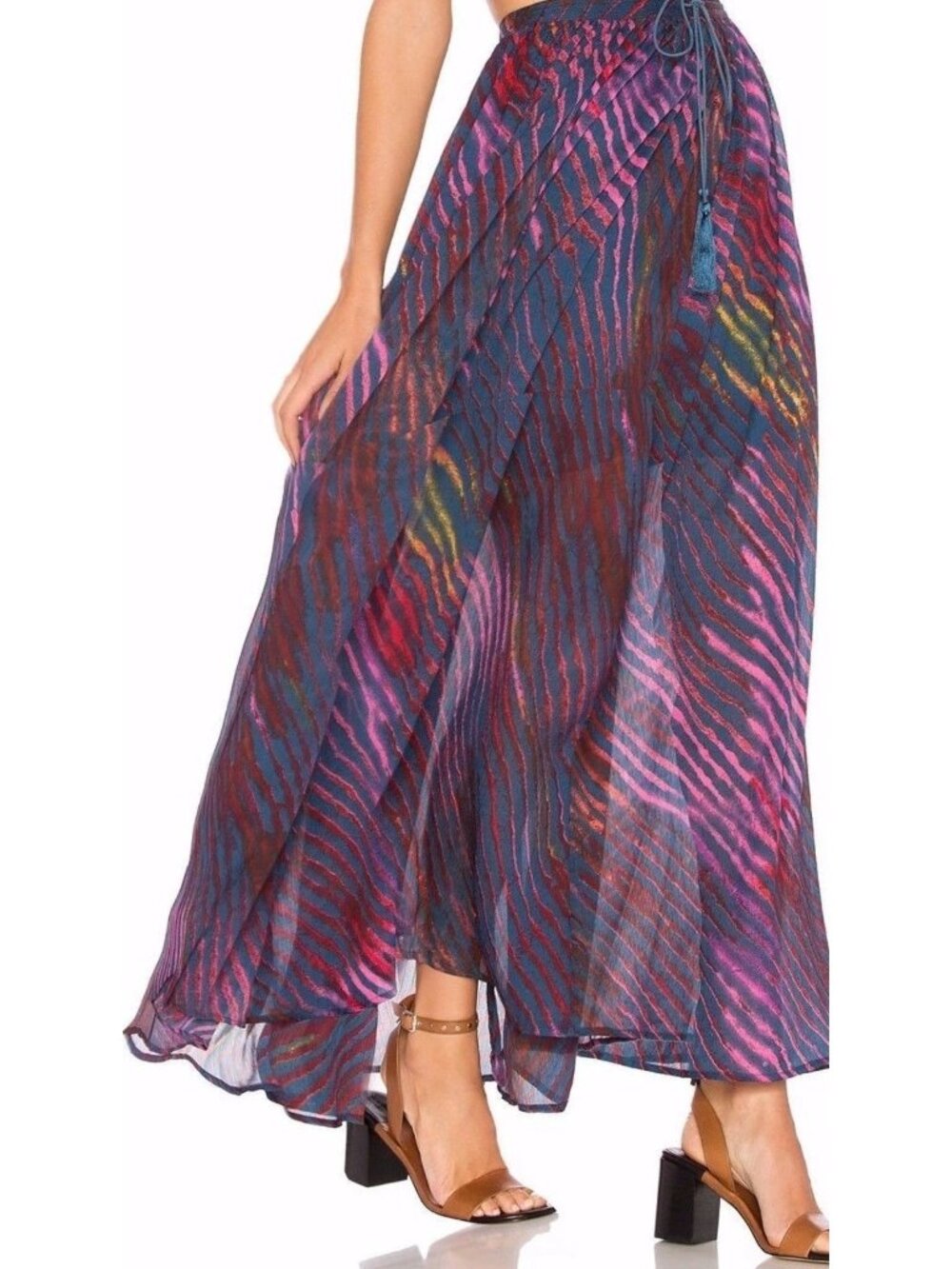 Free People Purple Pink stripes Maxi Skirt size small Boho Festival beachy